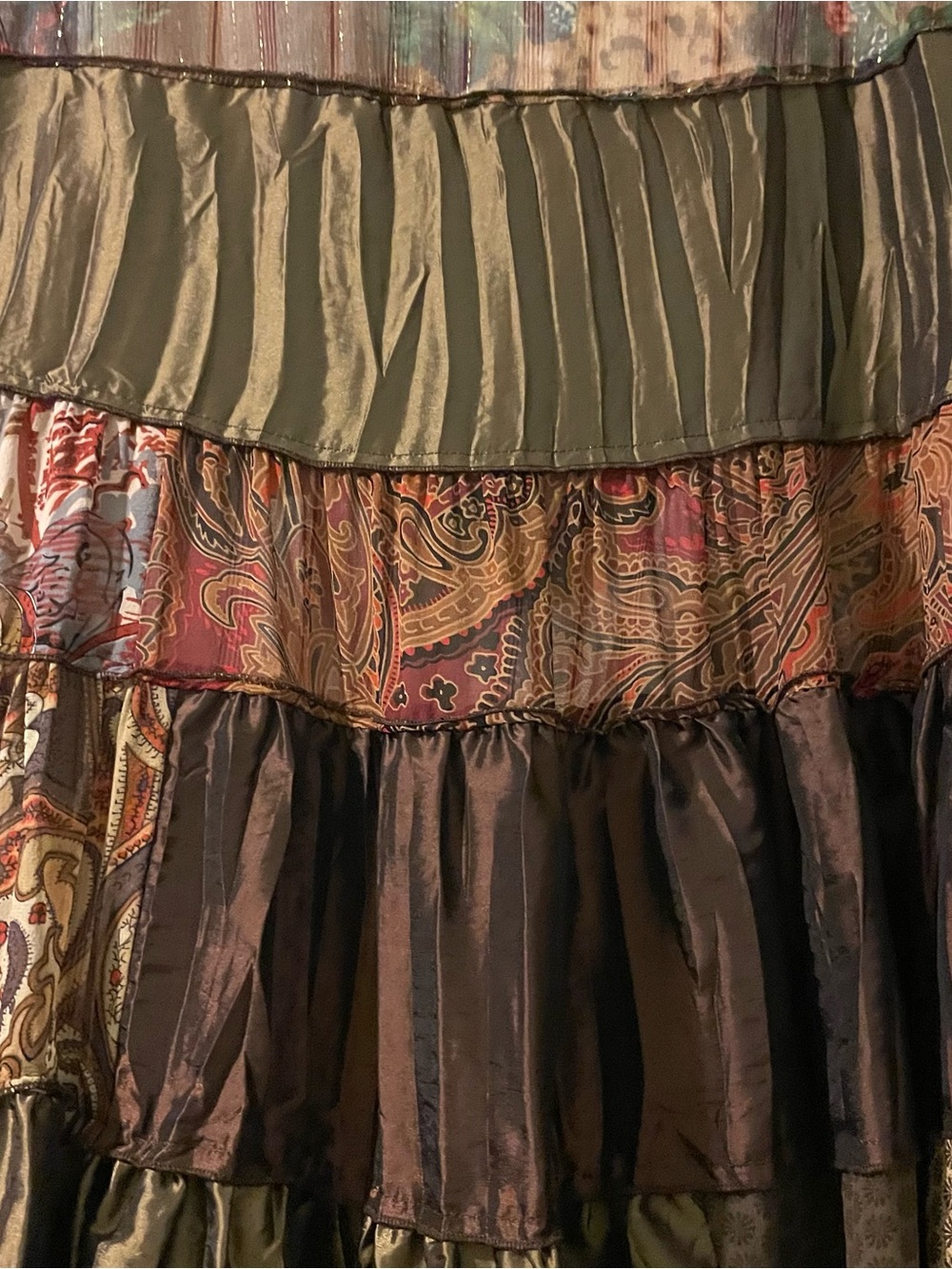 Cache vintage silk/velvet patchwork maxi skirt-size 0 like new - Picture 3 of 10